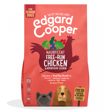 Edgard & Cooper Grain Free Senior Frango ao ar livre e salmão norueguês fresco